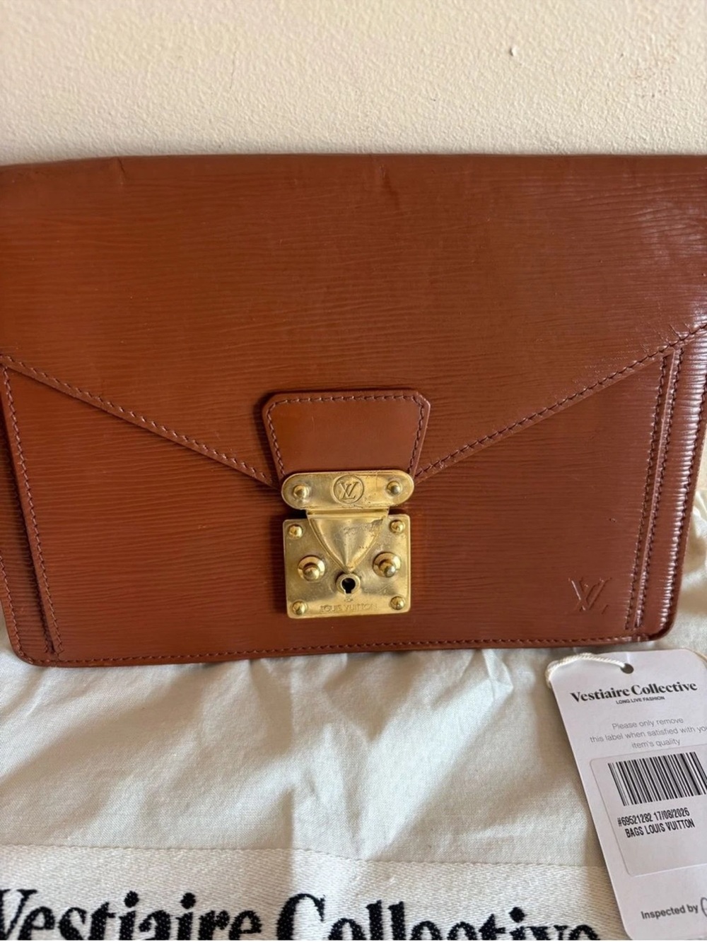 Louis Vuitton Brown Epi Leather Envelope Pochette with Gold S-lock